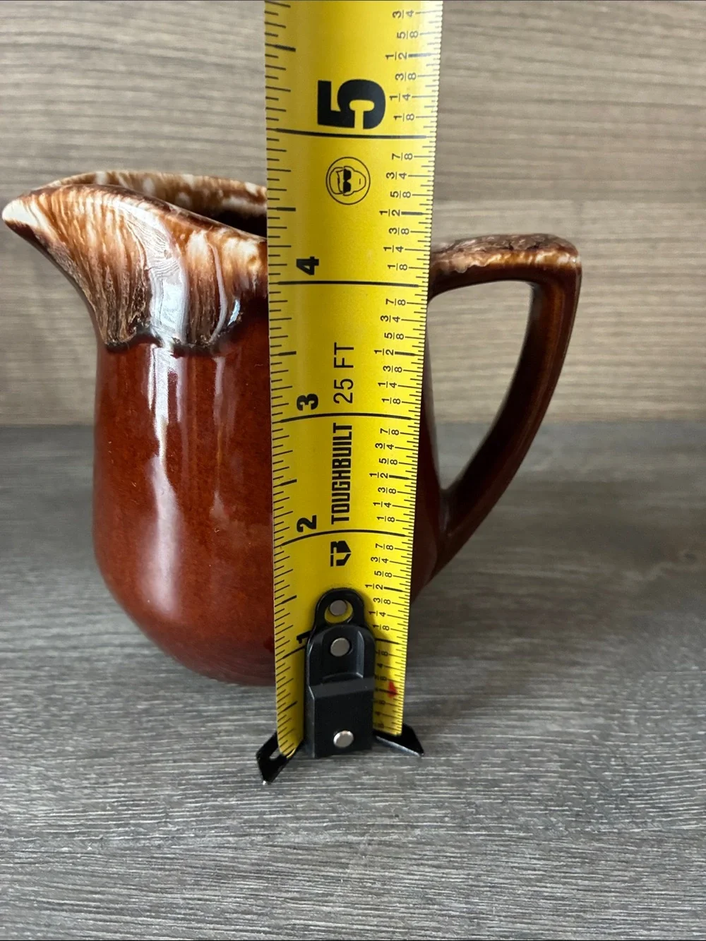 Vintage Kathy Kale Stoneware Creamer Brown Drip Glaze Pottery Pitcher